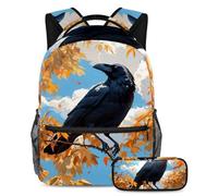 Rimani al passo con la tendenza con questo set di 2 zaini, perfetto per ragazzi, ragazze e adolescenti in movimento. Simpatico corvo, Multicolore, B：29.4x20x40cm P：19x7.5x3.8cm, Zaini Daypack