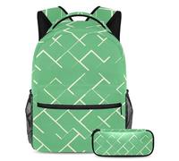 Rimani al passo con la tendenza con questo set di 2 zaini, perfetto per ragazzi, ragazze e adolescenti in movimento. Geometrico quadrato verde, Multicolore, B：29.4x20x40cm P：19x7.5x3.8cm, Zaini