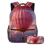 Rimani al passo con la tendenza con questo set di 2 zaini, perfetto per ragazzi, ragazze e adolescenti in movimento. Motivo con mongolfiera rosa, Multicolore, B:29.4x20x40cm P:19x7.5x3.8cm, Zaini
