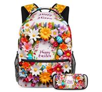 Rimani al passo con la tendenza con questo set di 2 zaini, perfetto per ragazzi, ragazze e adolescenti in movimento. Ghirlanda bianca di Pasqua felice, Multicolore, B：29.4x20x40cm P：19x7.5x3.8cm,