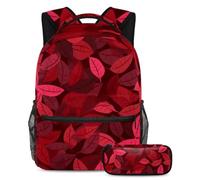 Rimani al passo con la tendenza con questo set di 2 zaini, perfetto per ragazzi, ragazze e adolescenti in movimento. Motivo con foglie rosse, Multicolore, B：29.4x20x40cm P：19x7.5x3.8cm, Zaini Daypack