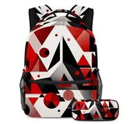 Rimani al passo con la tendenza con questo set di 2 zaini, perfetto per ragazzi, ragazze e adolescenti in movimento. Geometrico astratto rosso, Multicolore, B:29.4x20x40cm P:19x7.5x3.8cm, Zaini