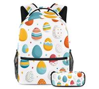 Rimani al passo con la tendenza con questo set di 2 zaini, perfetto per ragazzi, ragazze e adolescenti in movimento. Uova di Pasqua colorate, Multicolore, B：29.4x20x40cm P：19x7.5x3.8cm, Zaini Daypack