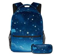 Rimani alla moda con questo set di 2 zaini per bambini, perfetto per ragazzi, ragazze e adolescenti, cielo stellato blu, Multicolore, B：29.4x20x40cm P：19x7.5x3.8cm, Zaini Daypack