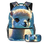 Rimani alla moda e organizzato con il nostro set zaino e astuccio per ragazzi, ragazze e adolescenti, perfetto per la scuola e oltre, incantevoli alpaca nuotano sott'acqua, Multicolore#03,