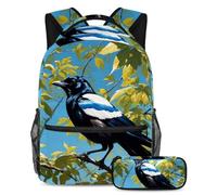 Rimani alla moda e organizzato con questo set di 2 zaini per ragazzi ragazze adolescenti, la tua borsa per libri da viaggio definitiva, carina gazza, Multicolore, B:29.4x20x40cm P:19x7.5x3.8cm, Zaini