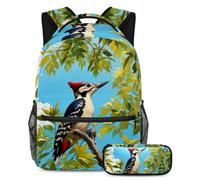 Rimani alla moda e preparati con il nostro set di 2 zaini per bambini, perfetto per studenti, simpatico picchio, Multicolore, B：29.4x20x40cm P：19x7.5x3.8cm, Zaini Daypack