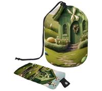 Rimani alla moda in viaggio con la nostra borsa cosmetica portatile pieghevole - la soluzione definitiva per riporre articoli da toeletta da viaggio!, Casa di Pasqua verde con croce di Pasqua,