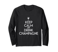 Rimani calmo e Bevi Vino Champagne Francese Maglia a Manica