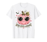 Rimani Carino e spettrale Zucca Rosa Halloween Summerween Maglietta
