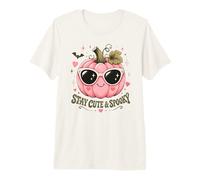Rimani Carino e spettrale Zucca Rosa Halloween Summerween Maglietta Premium