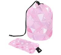 Rimani glamour ovunque con questa borsa cosmetica pieghevole a barile, ideale per viaggi e uso domestico. Triangolo rosa geometrico, Multicolore, 9.9x6.9in/25.2x17.6cm;6x3.5in/15.2x8.8cm