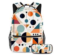 Rimani organizzato con la nostra borsa per libri e astuccio di grande capacità, bella geometria astratta, Multicolore, B:29.4x20x40cm P:19x7.5x3.8cm, Zaini Daypack