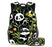 Rimani organizzato con la nostra borsa per libri e astuccio di grande capacità, con simpatico panda in stile cartone animato, Multicolore, B:29.4x20x40cm P:19x7.5x3.8cm, Zaini Daypack