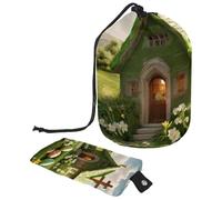 Rimani organizzato con stile con la nostra grande borsa per il trucco da donna, impermeabile, pieghevole e portatile. Casa Croce di Pasqua verde, Multicolore, 9.9x6.9in/25.2x17.6cm;6x3.5in/15.2x8.8cm