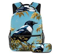 Rimani organizzato con stile, set di 2 zaini per bambini, zaino e astuccio duo, per ragazzi e ragazze, graziosa gazza, Multicolore, B:29.4x20x40cm P:19x7.5x3.8cm, Zaini Daypack