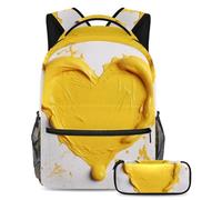 Rimani organizzato e alla moda con questo set di 2 zaini, zaino e astuccio per ragazzi, ragazze e adolescenti, motivo a cuore blu, Multicolore#04, B：29.4x20x40cm P：19x7.5x3.8cm, Zaini Daypack