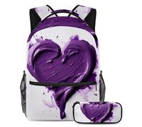 Rimani organizzato e alla moda con questo set di 2 zaini, zaino e astuccio per ragazzi, ragazze e adolescenti, motivo a cuore blu, Multicolore#03, B：29.4x20x40cm P：19x7.5x3.8cm, Zaini Daypack