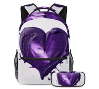 Rimani organizzato e alla moda con questo set di 2 zaini, zaino e astuccio per ragazzi, ragazze e adolescenti, motivo a cuore blu, Multicolore#07, B：29.4x20x40cm P：19x7.5x3.8cm, Zaini Daypack