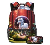 Rimani organizzato e alla moda, set di 2 zaini per la scuola per ragazzi, ragazze, adolescenti, la borsa per libri da viaggio definitiva, sfera di cristallo unicorno, Multicolore#02, B:29.4x20x40cm\
