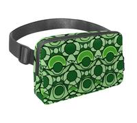 Rimani organizzato ed elegante nelle tue avventure con il nostro marsupio con cinturino regolabile, il marsupio da viaggio ideale per passeggiate, escursioni e ciclismo., geometrico circolare verde,
