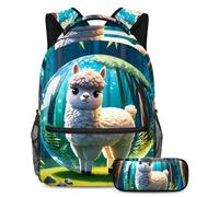 Rimani preparato e organizzato con questo set di 2 zaini per la scuola all-in-one per adolescenti, palla di cristallo di alpaca, Multicolore#05, B：29.4x20x40cm P：19x7.5x3.8cm, Zaini Daypack