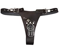 Rimba Bondage Play Biancheria intima di castità con lucchetti e gabbia per il pene Black One Size