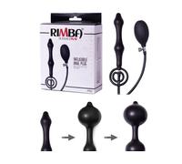 Rimba Latex Play Inflatable Anal Plug with Double Balloon and Pump 9162 Black