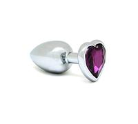 Rimba Buttplug, SMALL con cristallo a forma di cuore (unisex) Argento/Viola