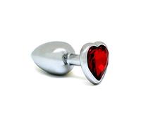 Rimba Buttplug, SMALL con Kristal a forma di cuore (unisex) Argento/Rosso