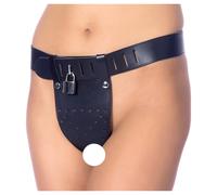 Rimba - Cintura di castità aperta in pelle (nero) - M/L