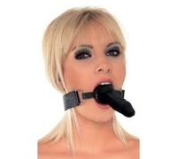 Rimba Latex Play Bocchino con pene (40 mm) Nero/Argento