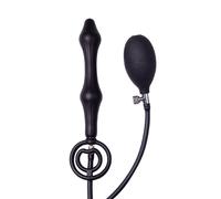 Rimba Latex Play Inflatable Anal Plug with Double Balloon and Pump 9162 Black