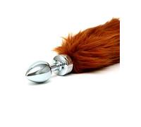 Rimba plug anale, piccolo in acciaio inossidabile massiccio con coda (unisex) Argento/Marrone