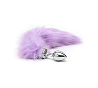 Rimba plug anale, piccolo in acciaio inossidabile massiccio con coda (unisex) Argento/Viola
