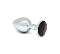 Plug Anale in Metallo con Gemma Nera XS (Argento)