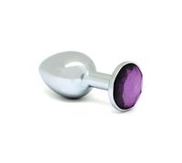 Rimba XS - plug anale in metallo con gemma lilla (argento)