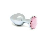 Dildo Anale in Metallo XS Rimba con Cristallo Rosa (Argento)