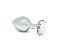 Dildo Anale in Metallo con Pietra Trasparente Rimba XS - Argento