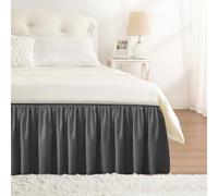 RIMELA Lenzuolo con mantovana elasticizzata per letto king size, grigio scuro, facile da installare, morbido poliestere spazzolato, altezza 38 cm, (150 x 200 cm)