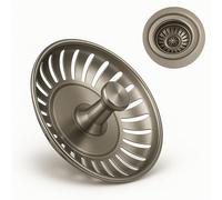 Rimex cestello filtrante per lavello Ø 80 mm, filtro di scarico con guarnizione in gomma rimovibile, Ø 55 mm gomma, altezza 30 mm