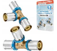Rimex Raccordo a pressione PEX Raccordo a T 16 x 16, giunto a pressatura liscia connettore a pressione massiccio durevole per acqua potabile profilo a pressione U 1 pezzo