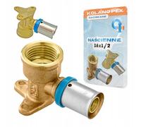 Rimex Raccordo a vite da parete 16 mm x 1/2", PEX Pressfitting con supporto, contorno a U, montaggio a parete, ottone, acqua potabile e riscaldamento