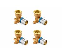 Rimex - Raccordo a vite da parete, 16 mm x 1/2", PEX Pressfitting con supporto, contorno a U, montaggio a parete, ottone, acqua potabile e riscaldamento, 4 pezzi