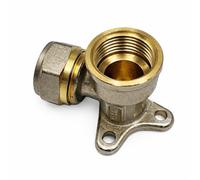 Rimex - Raccordo angolare da parete con anello di serraggio, 16 mm x 1/2", in ottone, per tubo composito PEX/PE, 1 pezzo