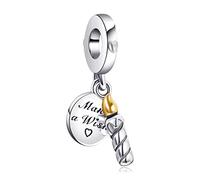 Rimgoris Argento 925 Charm per donna Bracciali Collana Candela Buon Compleanno Dangle Charm Regalo