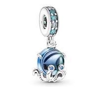 Rimgoris Argento 925 Charm per donna Bracciali Collana Oceano Octopus Blue Gem Dangle Charm Regalo