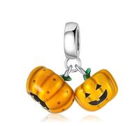 Rimgoris Braccialetti Da Donna In Argento Sterling 925 Con Ciondolo A Forma Di Due Teste Di Zucca, Ciondolo Per Bracciale Da Donna Halloween Con Zirconi