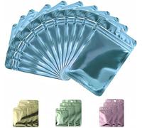 Rimiko 100 Pezzi Sacchetti di Alluminio con Chiusura Lampo, Bustine Trasparenti Richiudibili con Zip, Buste Piccole in Mylar per Conservare e Imballare gli Oggetti (Blu Metallizzato, 10,5x15cm)