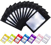 Rimiko 100 Pezzi Sacchetti di Alluminio con Finestra, Bustine in Mylar con Zip, Buste Ermetica a Chiusura per Alimenti e l'Imballaggio (Nero,7,5x12cm)